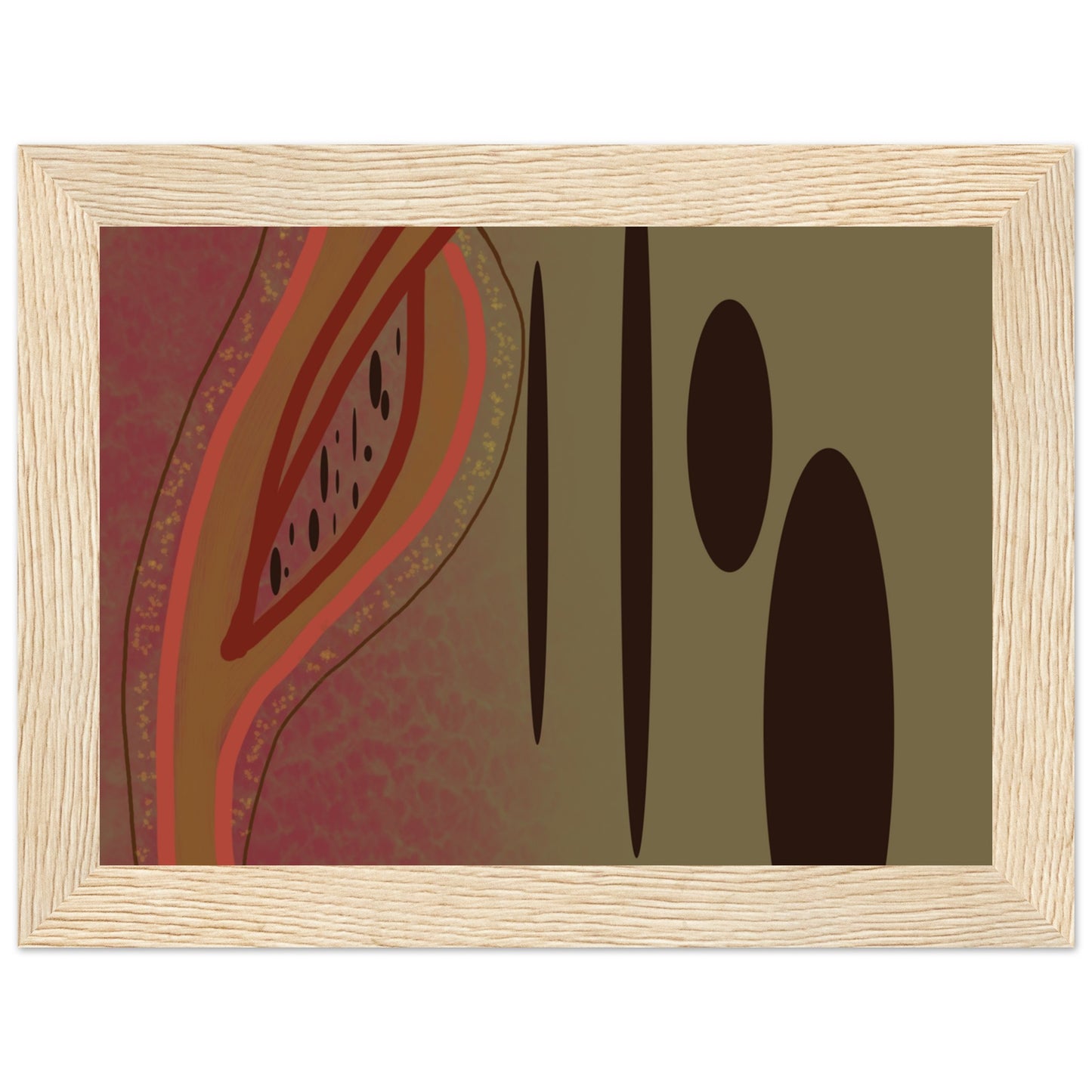 Abstract Brown ovals Premium Matte Paper Wooden Framed