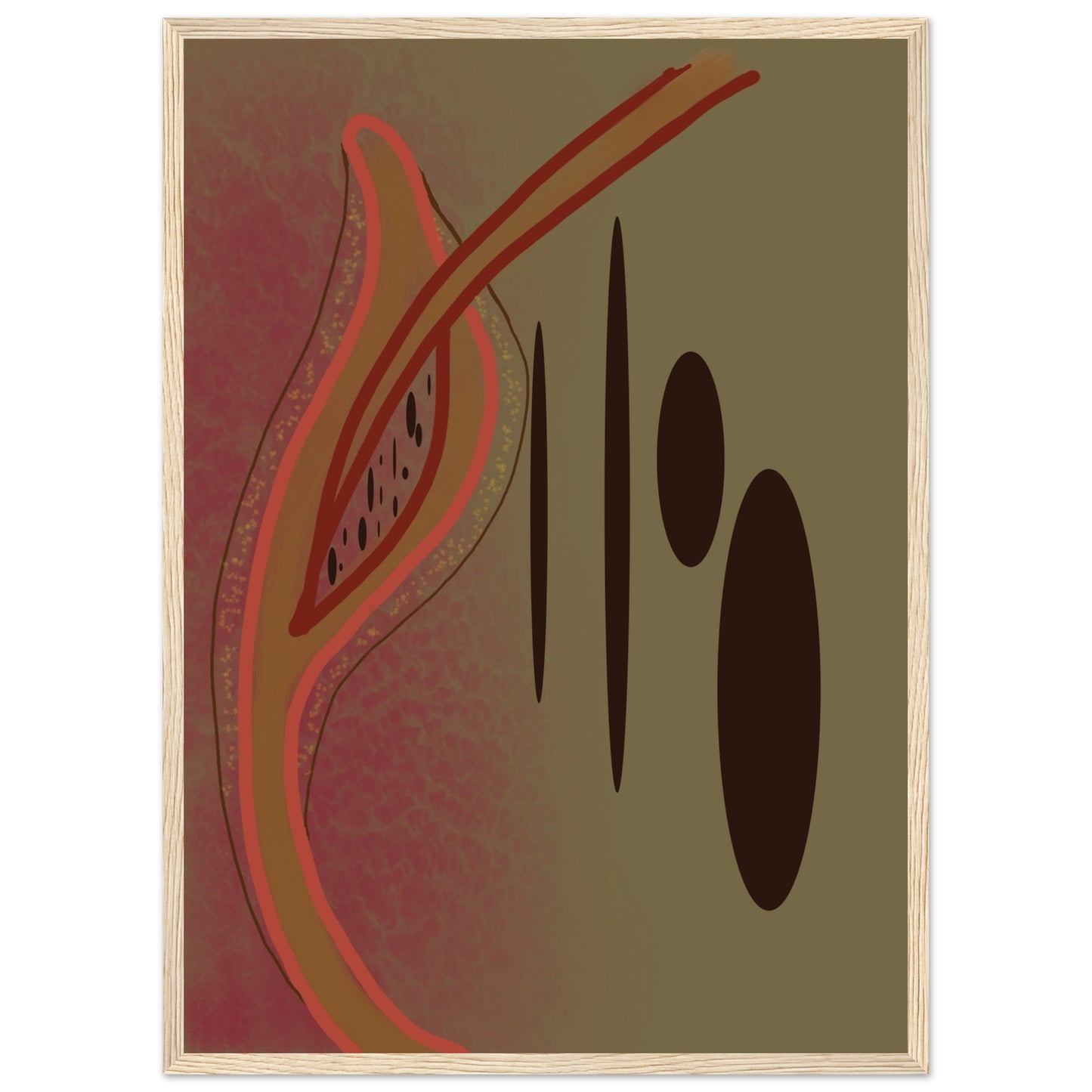 Abstract Brown ovals Premium Matte Paper Wooden Framed