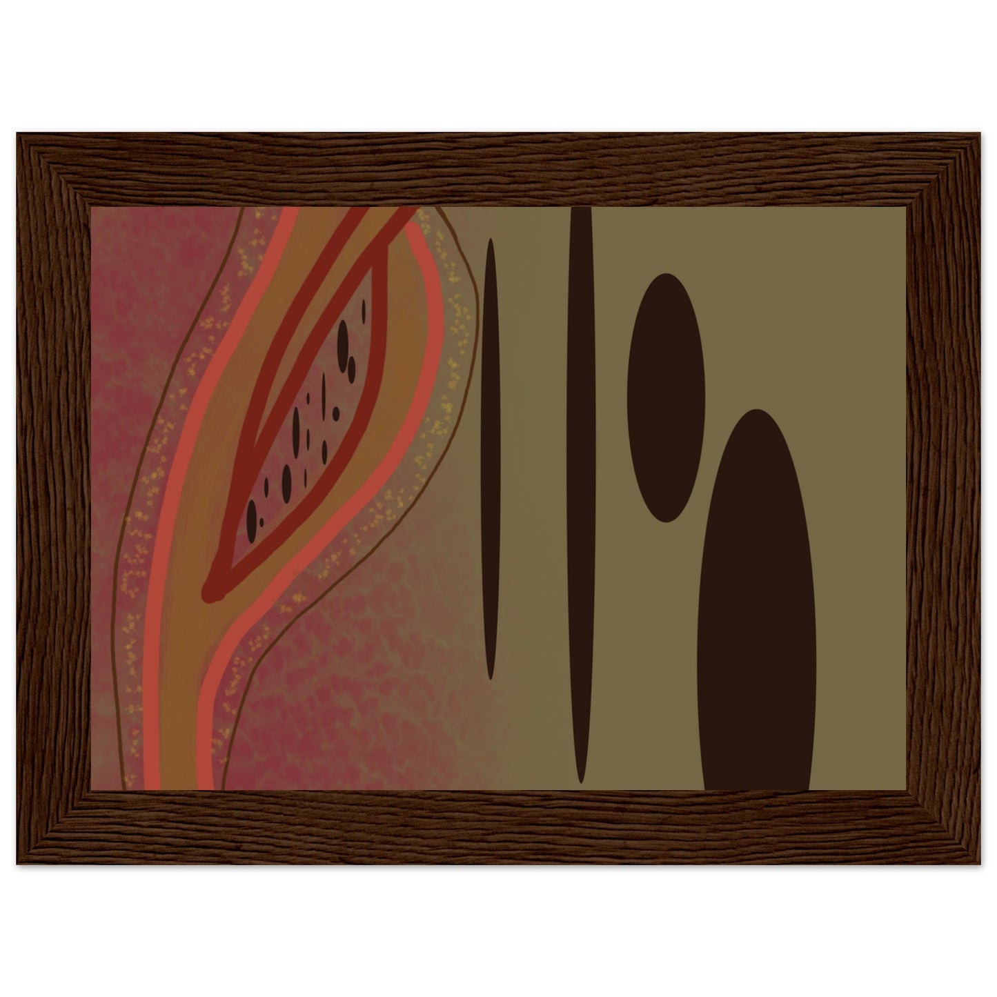 Abstract Brown ovals Premium Matte Paper Wooden Framed