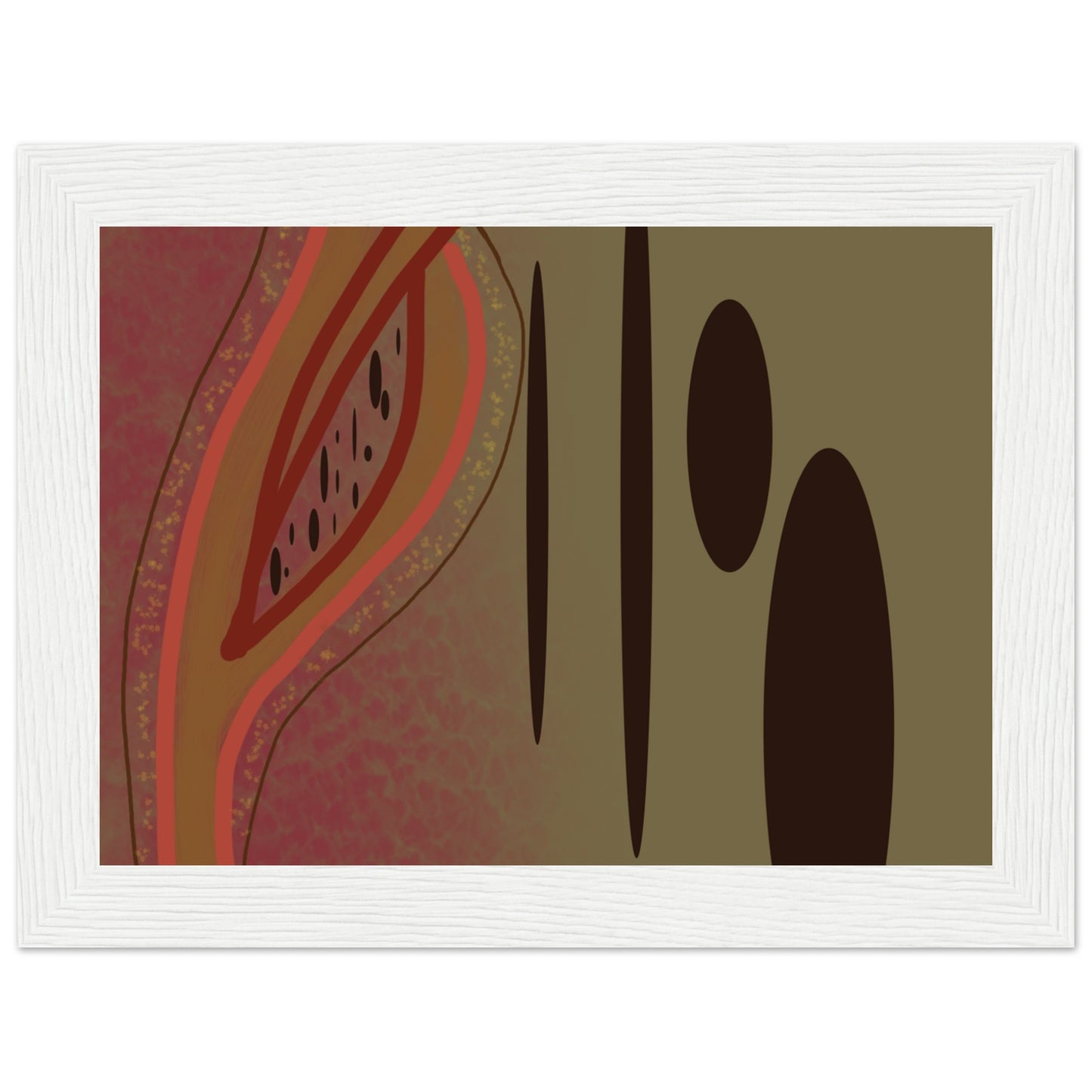 Abstract Brown ovals Premium Matte Paper Wooden Framed