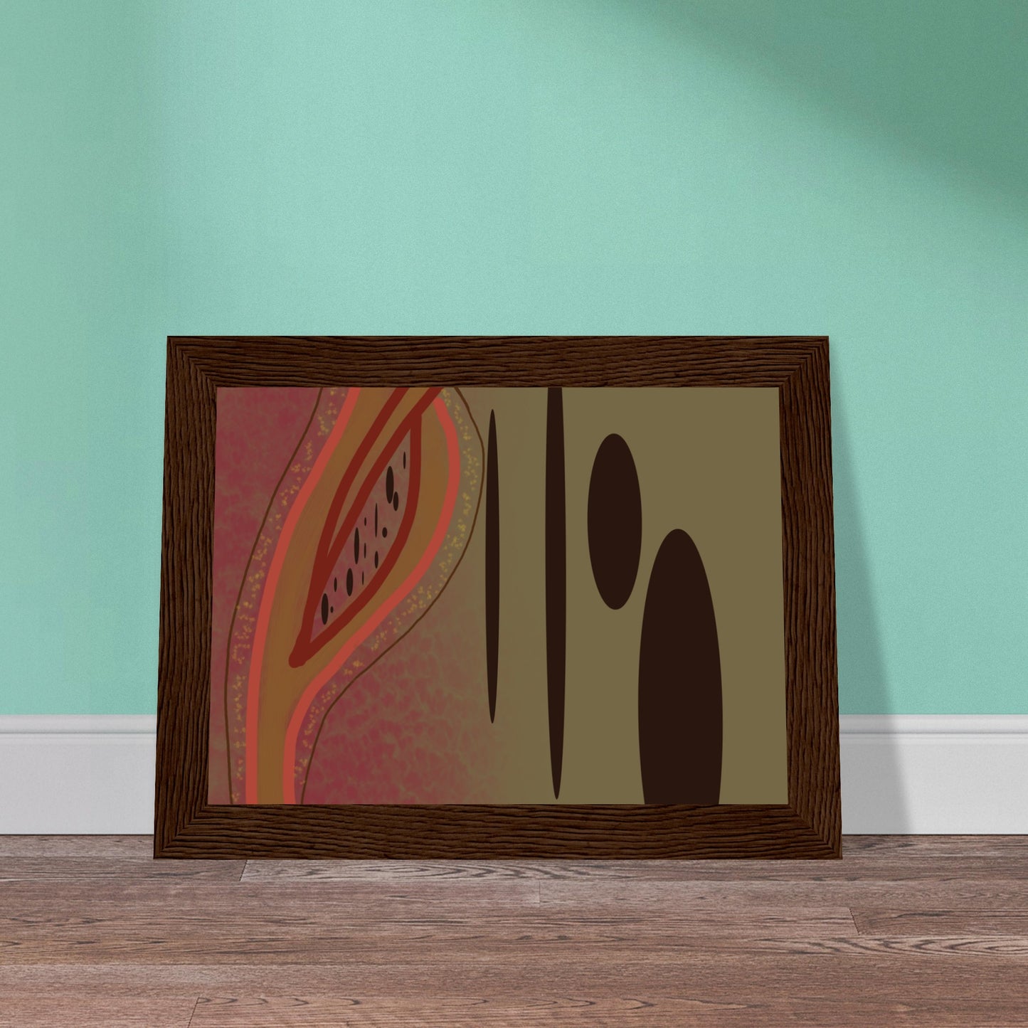 Abstract Brown ovals Premium Matte Paper Wooden Framed