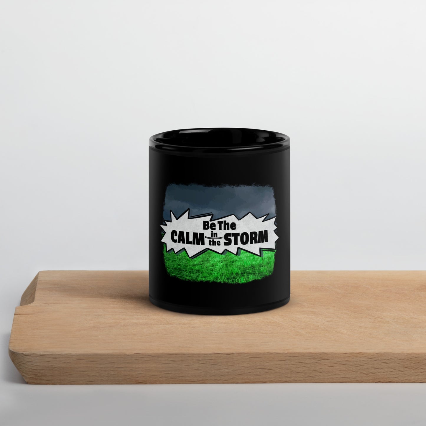 Black calm in the storm mug