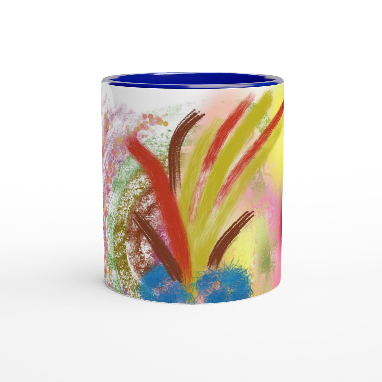 White 11oz abstract Art Ceramic Mug with Color Inside